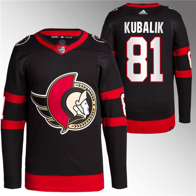 Men's Ottawa Senators #81 Dominik Kubalik Black Premier Breakaway Stitched Jersey